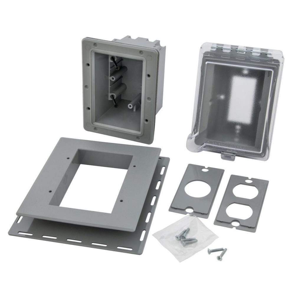 1G WP EXTRA DTY RECESSED WIU CVR CLR/GRY