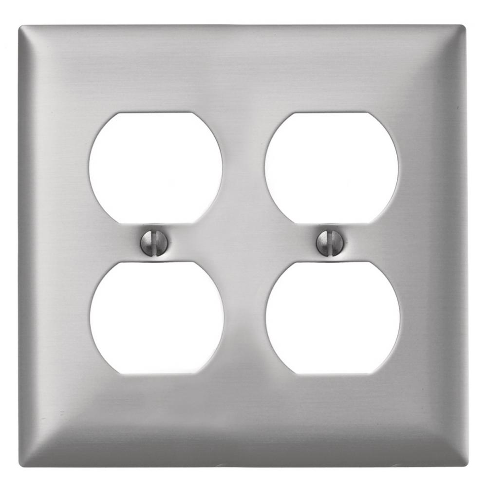 WALLPLATE 2-G, 2 DUP OPENING, ALUM