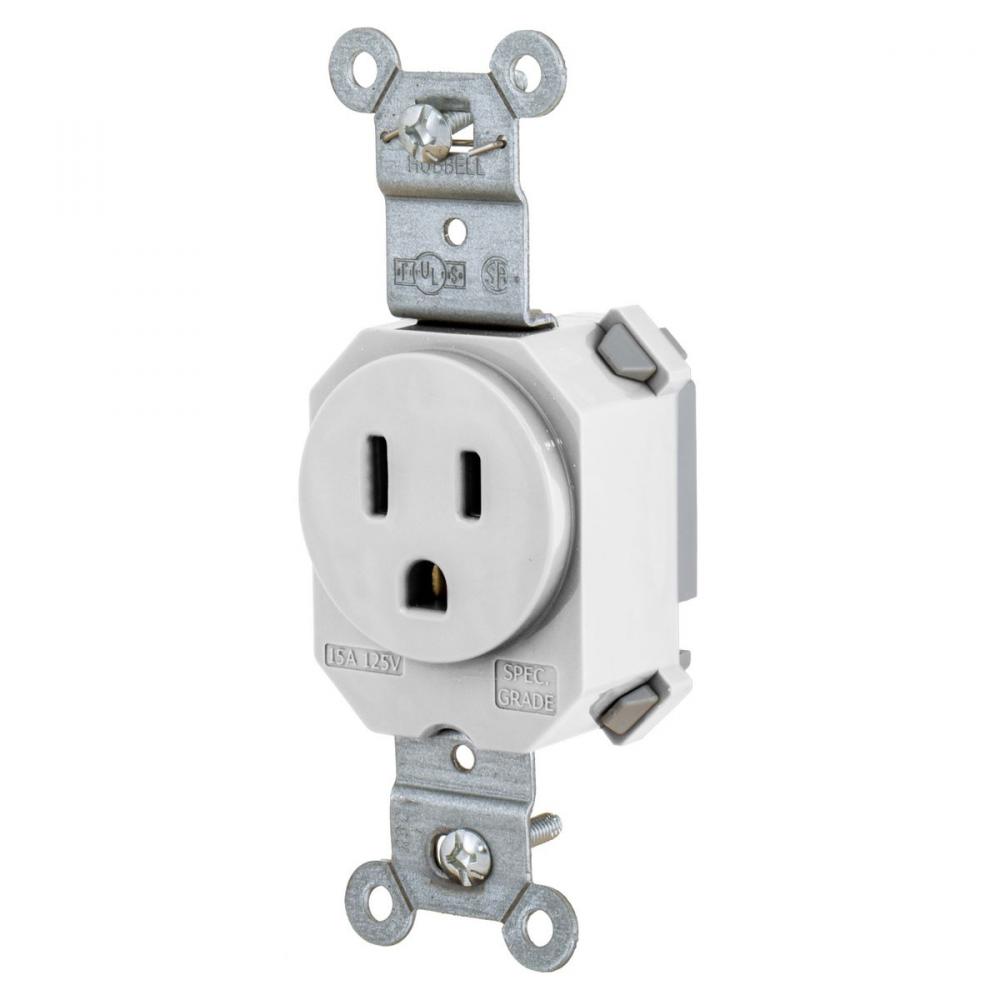 SNAP SGL RCPT 5-15R, 15A 125V WH