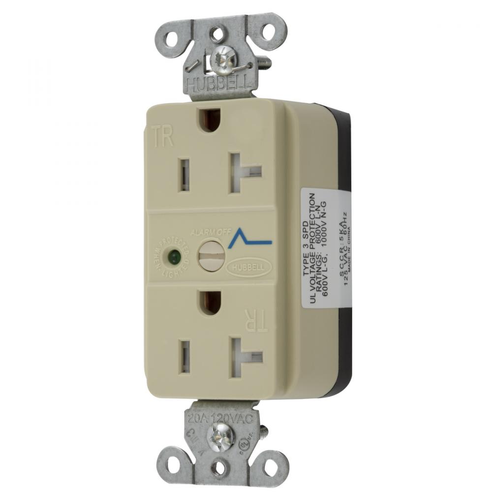SNAP SPD RCPT, 20A 125V, TR, IVORY