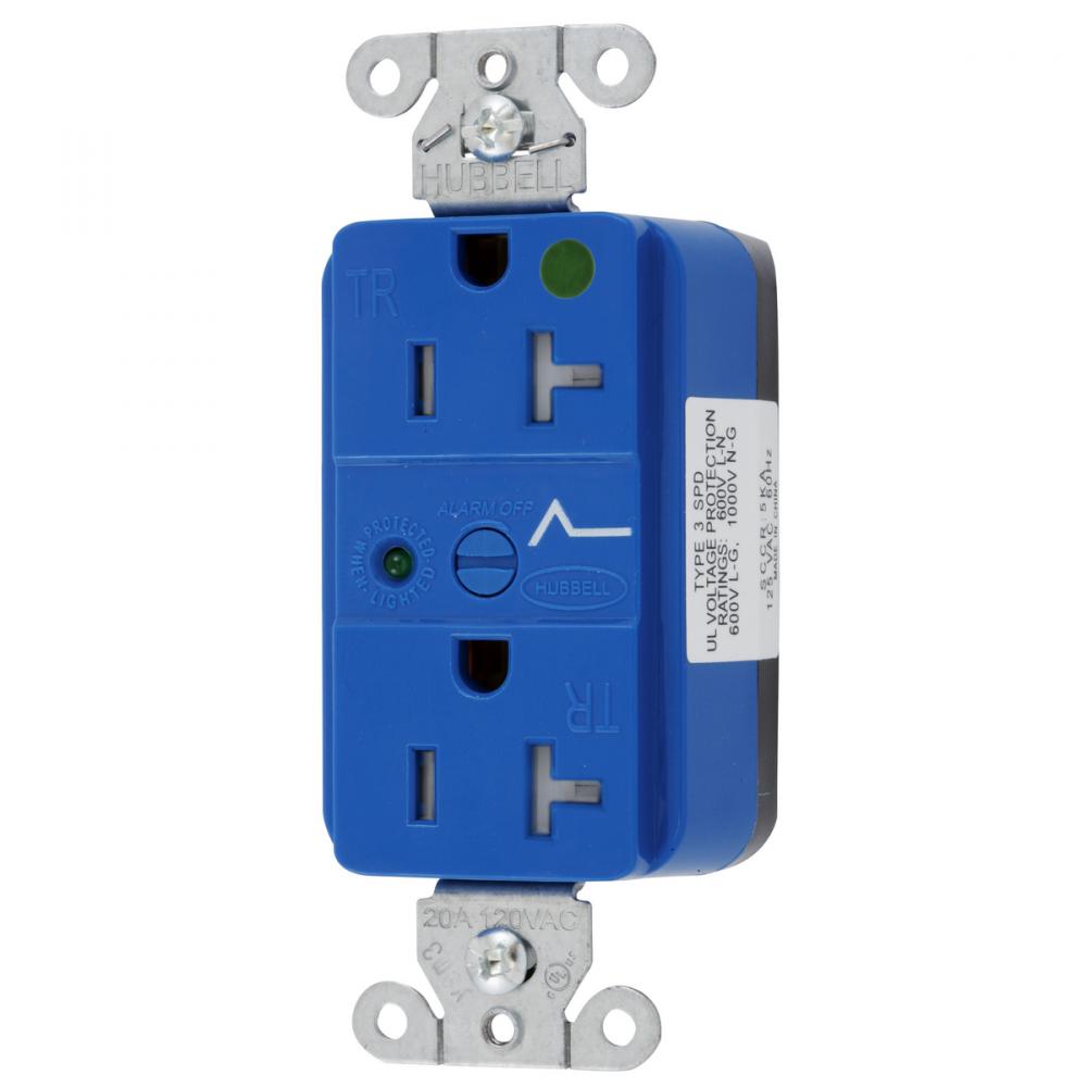 HG SNAP SPD RCPT, 20A 125V, TR, BLUE