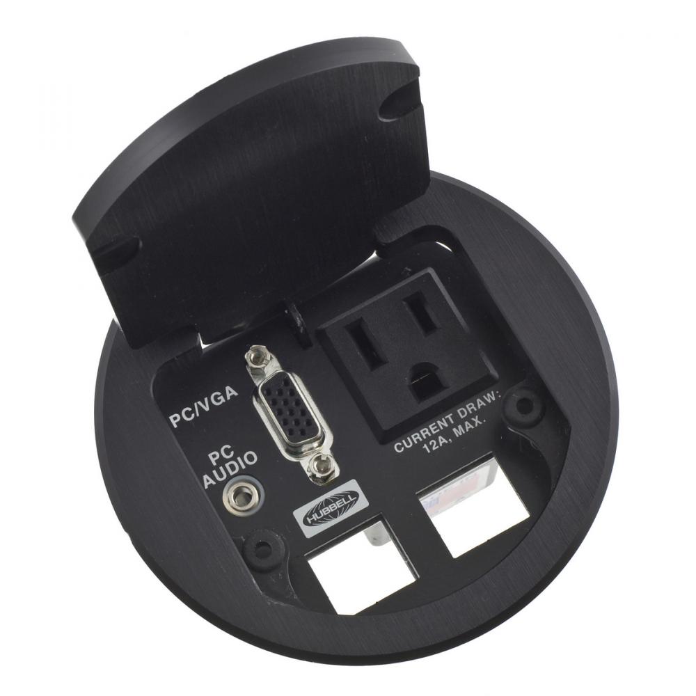 TABLETOP BOX, DUAL SVC, 1 OUTLET, BK