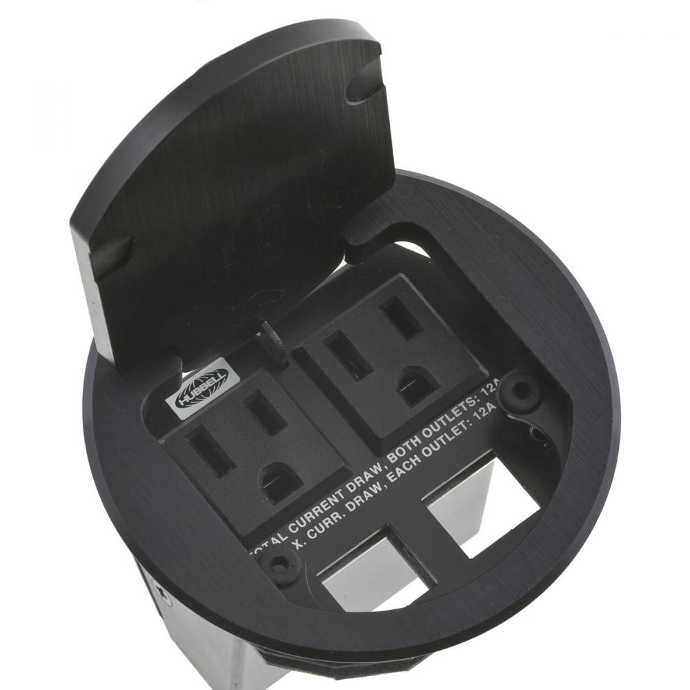 TABLETOP BOX, DUAL SVC, 2 OUTLET, BK