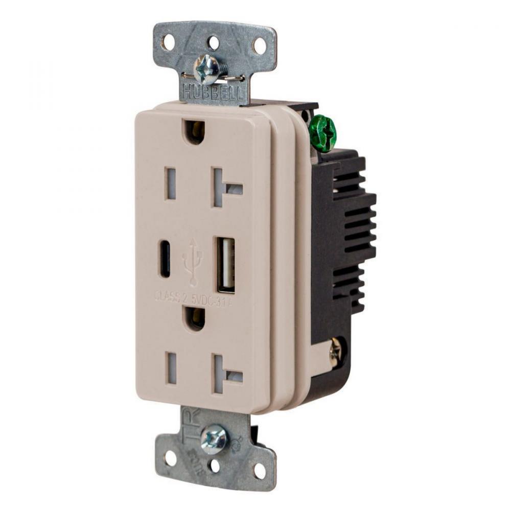 RCPT DUP 20A125V 3.1A5V USB PORT AC LA