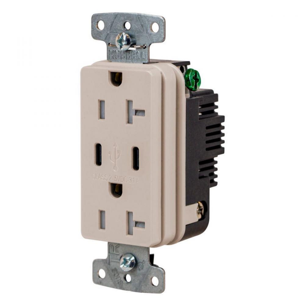 RCPT DUP 20A125V 3.1A5V USB PORT C LA