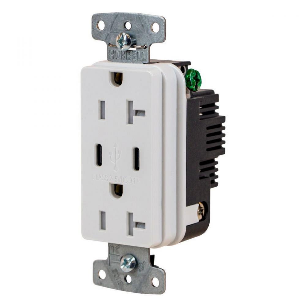 RCPT DUP 20A125V 3.1A5V USB PORT C W