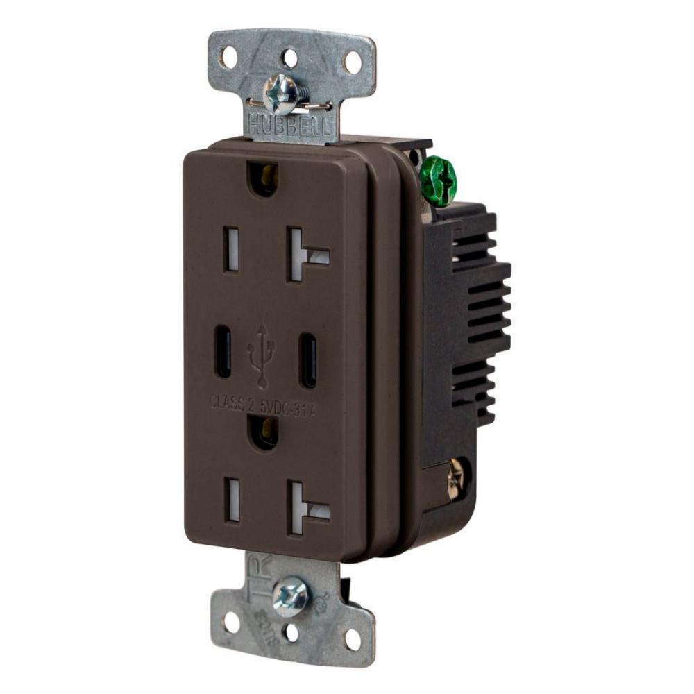 RCPT DUP 20A125V 3.1A5V USB PORT C BR