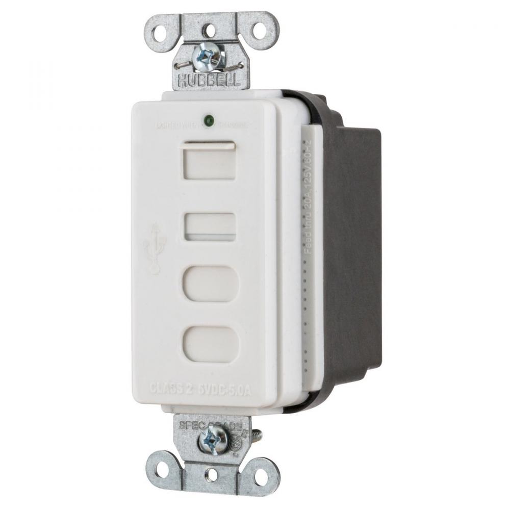 USB CHRGR 4 PORT 5AMP 5 TYPE AC, WHITE