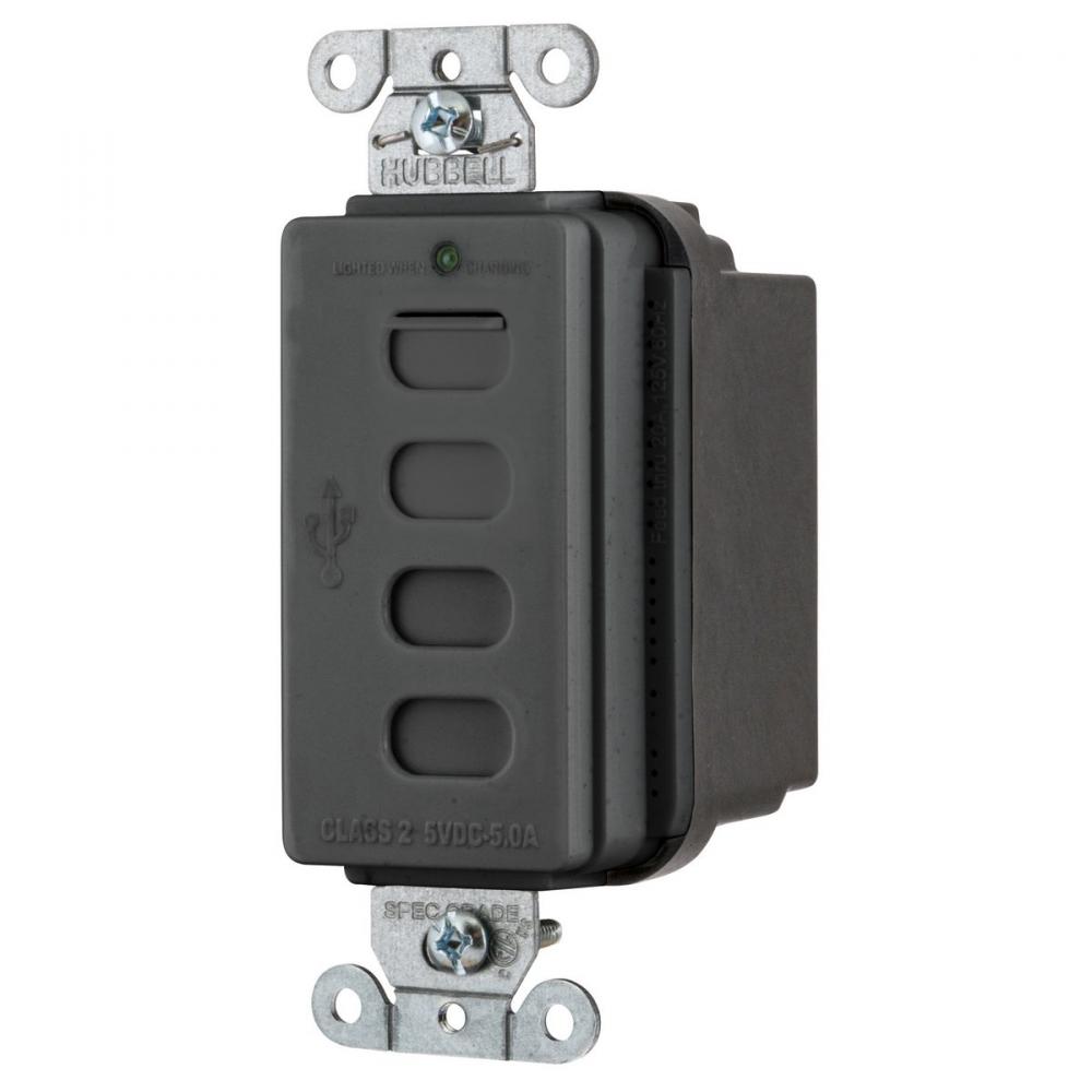 USB CHRGR 4 PORT 5AMP 5 TYPE C, BLACK