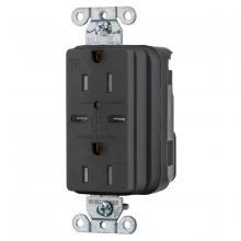 Hubbell Wiring Device-Kellems SNAP15UCBK - USB CHG SNAP 15A125V DUP 5A PORT C, BK