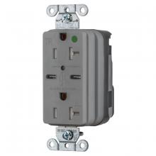 Hubbell Wiring Device-Kellems SNAP8300UCGY - USB CHG SNAP HG 20A125V DUP 5A PT C, GY