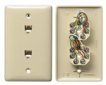 Hubbell Wiring Device-Kellems NS744I - PLATE, 1GANG,W/2JKS,6POS,6CON,S/TERM,EI