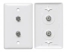 Hubbell Wiring Device-Kellems NS752W - PLATE, 1GANG,W/2 F-CONNECTORS,WH