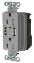 Hubbell Wiring Device-Kellems SNAP15USBGY - USB CHGR SNAP 15A125V DUP 3A5V PORT GY