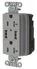 Hubbell Wiring Device-Kellems SNAP20USBGY - USB CHGR SNAP 20A125V DUP 3A5V PORT GY