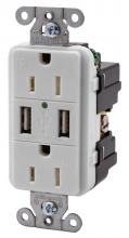 Hubbell Wiring Device-Kellems USB15X2OW - RECEP, DUP, 15A 125V,3.8A 5V USB PORT,OW