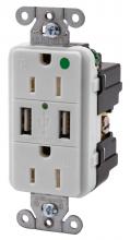 Hubbell Wiring Device-Kellems USB8200OW - RECEP, DUP, HG, 15A 125V, 3.8A 5V USB,OW
