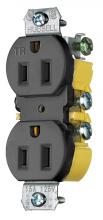 Hubbell Wiring Device-Kellems RR15KBKTR - RCPT, DUP, TR, 15A 125V, CUT EARS, BK