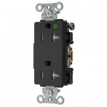 Hubbell Wiring Device-Kellems 2182BKTRA - RCPT DECO DUP HG HUBPRO 20A/125V TR BK