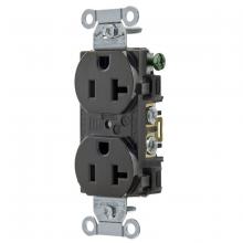 Hubbell Wiring Device-Kellems 5352ABLK - RCPT, DUP SB, HUBPRO, 20A 125V, SF, BK