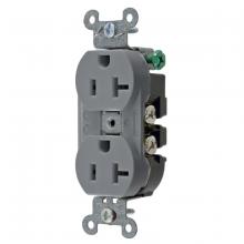 Hubbell Wiring Device-Kellems 5352AG - RCPT, DUP SB, HUBPRO, 20A 125V, SF, GRAY