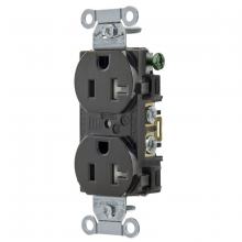 Hubbell Wiring Device-Kellems 5352BLKTR - RCPT, DUP, HUBPRO 20/125, 5-20R, TR, BLK