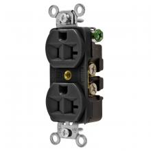 Hubbell Wiring Device-Kellems 5362BLK - RCPT, DUP SB, HUBPRO, 20A 125V, FG , BK
