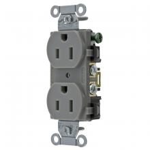 Hubbell Wiring Device-Kellems BR15GRY - RCPT, DUP SB, COM GRD, 15A 125V, B/S, GY