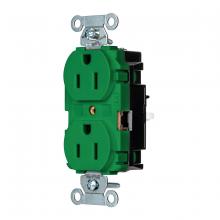 Hubbell Wiring Device-Kellems BR15STGN - DPLX RCPT, COM, SPRG TRM, 15A 125V, GN