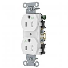 Hubbell Wiring Device-Kellems BR15WHIWRTR - WTR/TAMP, COM GRD, 15A 125V, 5-15R, WH