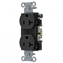 Hubbell Wiring Device-Kellems BR20BLK - RCPT, DUP SB, COM GRD, 20A 125V, B/S, BK