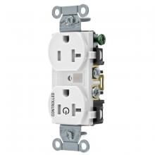 Hubbell Wiring Device-Kellems BR20C1WHITR - 1/2 CONTROLLED 20A 125V, B/S, TR DUP, WH