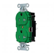 Hubbell Wiring Device-Kellems BR20STGNTR - DPLX RCPT COM, TR, SPRG TRM 20A 125V, GN