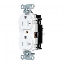 Hubbell Wiring Device-Kellems BR20STWTR - DPLX RCPT COM, TR, SPRG TRM 20A 125V, WH