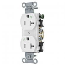 Hubbell Wiring Device-Kellems BR20WHIWR - WTR RES, COM GRD, 20A 125V, 5-20R, WH