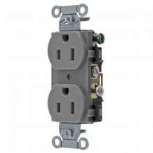 Hubbell Wiring Device-Kellems CR15GRY - DUP RCPT, COMM GRD, 15A 125V, 5-15R, GY