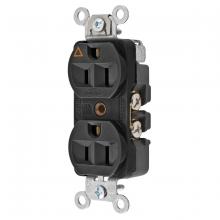 Hubbell Wiring Device-Kellems CR5252IGBK - DUP RCPT, IG, CONST GRD, 15A 125V, BK