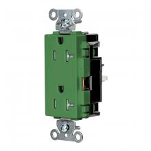 Hubbell Wiring Device-Kellems DR20STGNTR - DECO RCPT COM, TR, SPRG TRM 20A 125V, GN