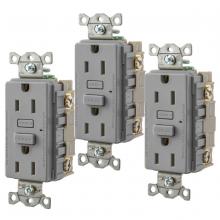 Hubbell Wiring Device-Kellems GF15GY3 - 15A HUBBELL PRO GFR GRAY, 3PK