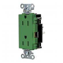 Hubbell Wiring Device-Kellems HBL2152STGN - DECO RCPT, IND, SPRG TRM, 15A 125V, GN