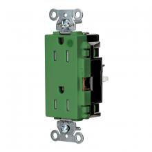 Hubbell Wiring Device-Kellems HBL2172STGNTR - DECO RCPT HG, TR, SPRG TRM, 15A 125V, GN