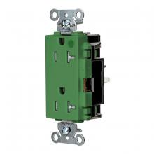 Hubbell Wiring Device-Kellems HBL2182STGNTR - DECO RCPT HG, TR, SPRG TRM, 20A 125V, GN