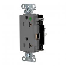 Hubbell Wiring Device-Kellems HBL2182STGY - DECO RCPT, HG, SPRG TRM, 20A 125V, GY