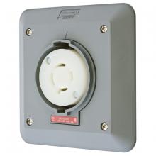 Hubbell Wiring Device-Kellems HBL2430SR2 - LKG S/SHRD RCPT, L16-20R, 2G SURF MT,GY