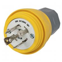 Hubbell Wiring Device-Kellems HBL28W83 - PLUG,W/TIGHT,3PY 30A 347/600V,L23-30P,YL