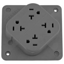 Hubbell Wiring Device-Kellems HBL420GY - 4-PLEX RCPT, 20A 125V, 5-20R, GY