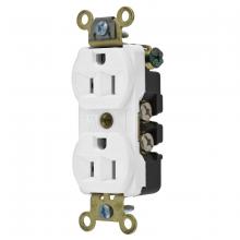 Hubbell Wiring Device-Kellems HBL5252W - DUP RCPT, IND GRD, 15A 125V, 5-15R, WH