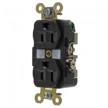 Hubbell Wiring Device-Kellems HBL5262BK - DUP RCPT, HD IND GRD, 15A125V, 5-15R,BK