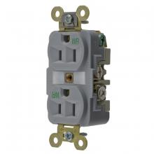Hubbell Wiring Device-Kellems HBL5262GYWR - WR RCPT, DUP, SB, HD SPEC, 15A 125V, GY