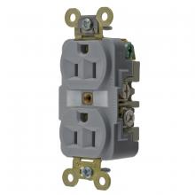 Hubbell Wiring Device-Kellems HBL5262GY - DUP RCPT, HD IND GRD, 15A125V, 5-15R, GY